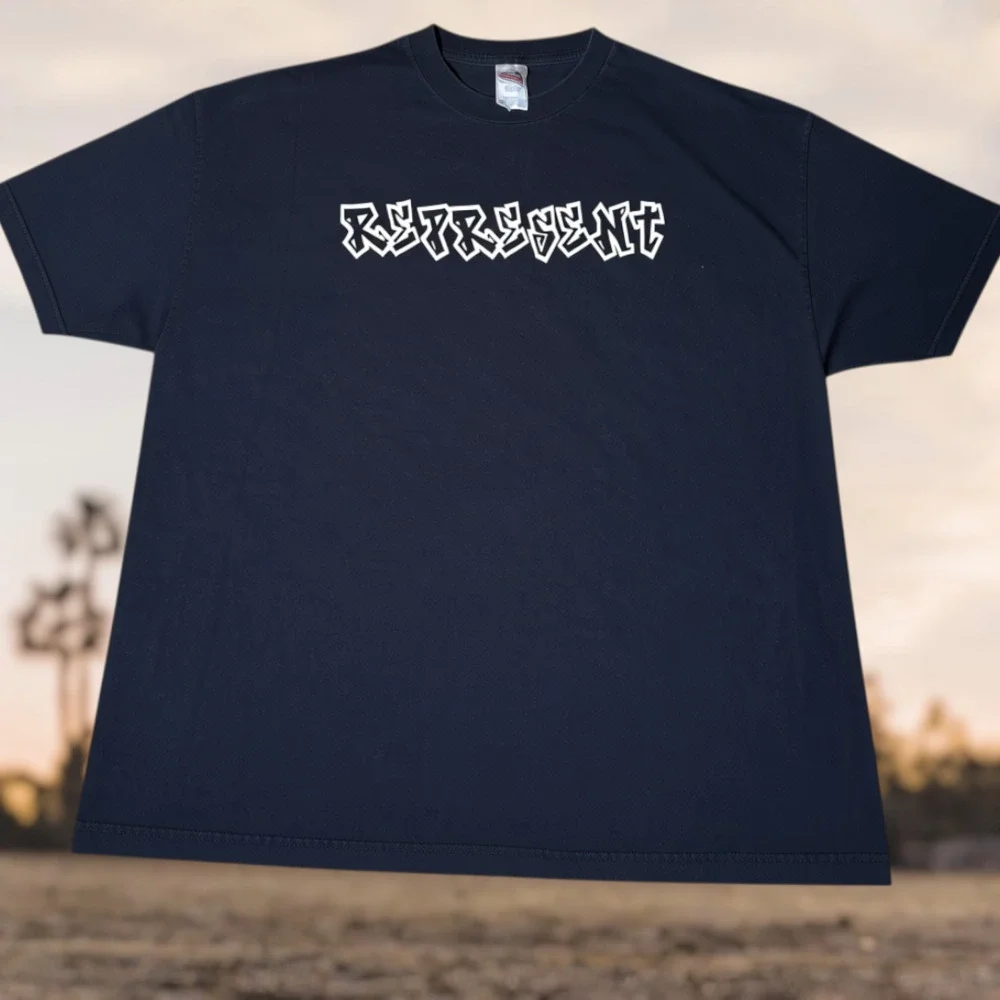 Represent Graffiti Logo Graphic T-Shirt Navy
